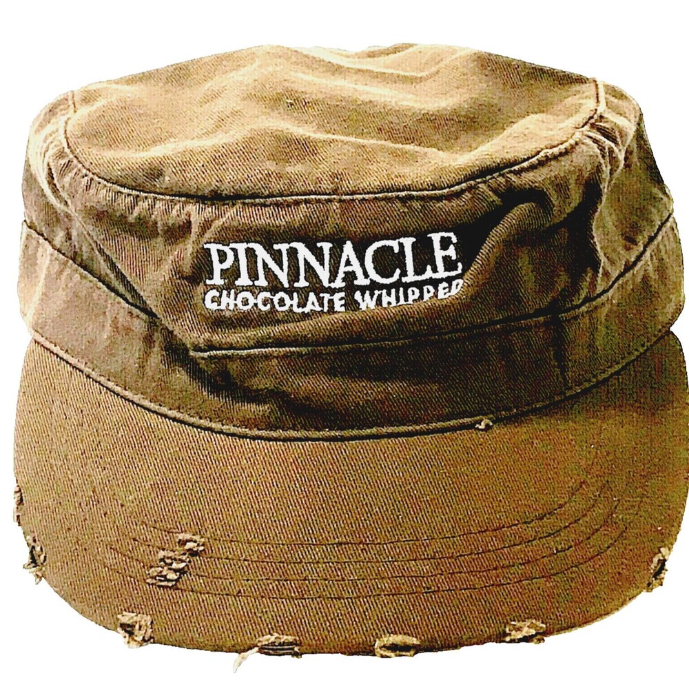Cadet Military Cap Brown Pinnacle Vodka Chocolate Whipped Cotton Distress Unisex